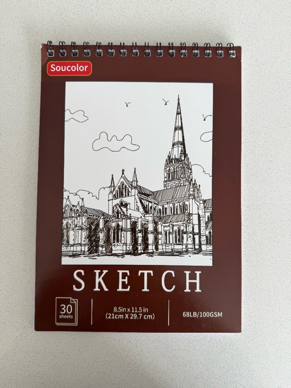 Soucolor Spiral Bound Sketchbook 8.5” x 11.5” | 30 Sheets | Drawing Pad